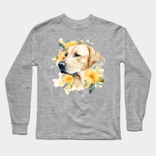 Labrador with Flowers Long Sleeve T-Shirt